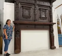 4B.-ANTIQUE-CASTLE-MANTLE-C.-1870-115-H-X-104-W-OPENING-65-W-X-42-C.-1870