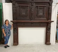 4C.GREAT-X-LARGE-ANTIQUE-CASTLE-MANTLE-C.-1870