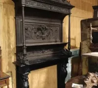 5.Great-Antique-Carved-Mantle-from-Castle-with-Griffins-and-Figures-.-C.-1870.73-w-x-122-h