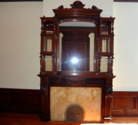22G-GREAT  CARVED MAHOGANY  MANTLE - C. 1880....72  W  X   122 H      ...........