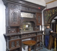 # 01B   1 OF THE FINEST CARVED ANTIQUE CASTLES MANTLES IN THE WORLD 117 H X 104 W SEE PHOTOS 969 TO 984 4 FT BAR CATEGORY