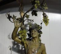 57-rare-antique-iron-bacchus-statue-with-original-finish-and-vaseline-grape-lights-64-h-x-24