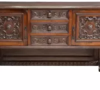 16A...WALNUT SIDEBOARD.40.5"h, 74.25"w,......C. 1900