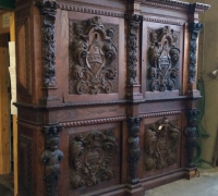 37 C - sold -HUGE  CARVED ANTIQUE   CABINET  - SEPARATING INTO   2    FRONT  BARS