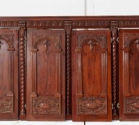 23A....GREAT CARVED FRONT BAR..8 PANELS 16 FT LONG..C. 1880