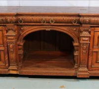 27C....HEAVY OAK ENGLISH BACK BAR WITH CARVING ALL OVER...3 FT 7 IN H X 9 FT W X 3 FT D