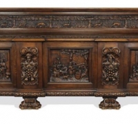 25...sold... OAK 138 W X 50.H X 23 D SIDEBOARD....C.1890