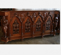 5 -sold... GREAT CARVED WALNUT BARS - SIDEBOARDS W DOORS - (1) -102'' W X 52'' H X 24''D ...(1) - 77'' W X 40'' H X 25'' D - SEE #674 - # 727 TO #756