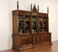 3C...FINEST ANTIQUE LARGE WALNUT TUDOR CABINET 9'6
