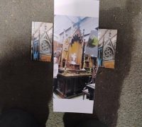 10AAAA...THESE ANTIQUE GOTHIC PIECES CAN BE  PLACED   TOGETHER     AS  A  ANTIQUE   BAR  -   BOOKCASE  -   DISPLAY CABINET TO EXACT SPECS .....