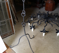 29A...HAND CUT ONE OF A KIND ANTIQUE IRON CHANDELIER...38 H X 48 W