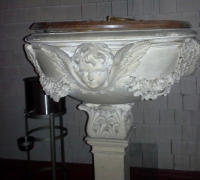 701 - GREAT   LARGE   CARVED   CAEN STONE  ANGEL  FONT  50  