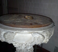 703 - GREAT   LARGE   CARVED   CAEN STONE  ANGEL  FONT  50  