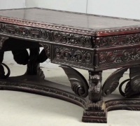 1097--RARE CARVED GRIFFIN ANTIQUE PARTNERS DESK - CIRCA 1880 - USA MADE - DRAWERS ON BOTH SIDES - 78\'\' L X 42\'\' W - MAHOGANY