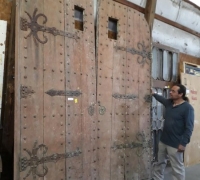 26A...GREAT 90 H X 120 W ANTIQUE CASTLE DOORS C. 1800