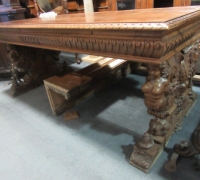 1018- GREAT CARVED MAHOG. DESK - TABLE - 72\'\' W X 36\'\' D WITH 2 DRAWERS