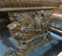 1023- GREAT CARVED MAHOG. DESK - TABLE - 72\'\' W X 36\'\' D WITH 2 DRAWERS