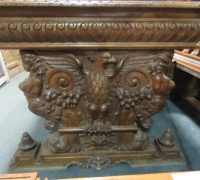 1024- GREAT CARVED MAHOG. DESK - TABLE - 72\'\' W X 36\'\' D WITH 2 DRAWERS