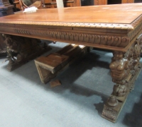 1025- GREAT CARVED MAHOG. DESK - TABLE - 72\'\' W X 36\'\' D WITH 2 DRAWERS