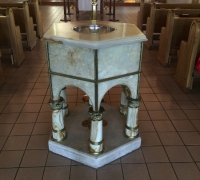 779- sold....Great Onyx Font -Circa 1899 - 41\'\' H X 35\'\' W - 500 lbs.