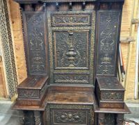 14A....GREAT CARVED  INLAID  ANTIQUE  HALL   RACK -   C. 1880  -   83 H   X  55  W  X  25  D