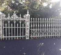 2DD-1870-Ornate-Antique-iron-fence-60-ft-1-gate-14-matching-posts