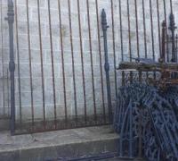 1N....9 ANTIQUE GATES FROM MEMORIAL HALL C. 1876 PHILA. PA 5 FT TO 3 FT WIDE EACH...8 FT H TO FLAT TOP...9 FT. H WITH CURLED TOPS