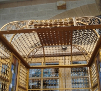 219 - sold -great-antique-iron-and-stained-glass-elevator-with-iron-accordion-door-circa-1910