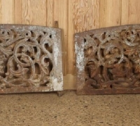 424....PAIR CAST IRON MASK WINDOW QUARDS 18.5 H X 34.25 W X 1.75 D