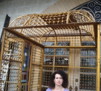 72- sold -great-antique-iron-and-stained-glass-elevator-with-iron-accordion-door-circa-1910