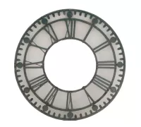 537.....Painted Iron Clock face with Roman numerals C 1900. Ht: 59" Wd: 59"