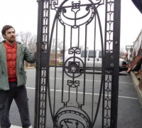 114... ORIGINAL CLUB ''21'' IRON DOOR - 600 LBS  - ANTIQUE IRON DOOR FROM NEW YORK CITY - CIRCA 1910 - 46'' W X 93'' H