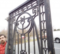 116  ORIGINAL CLUB ''21'' IRON DOOR - 600 LBS  - ANTIQUE IRON DOOR FROM NEW YORK CITY - CIRCA 1910 - 46'' W X 93'' H