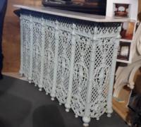 2N....THE FINEST CAST IRON TABLE...59" W X 37" H X 14" D....C. 1870....2 MATCHING WITH MARBLE TOPS