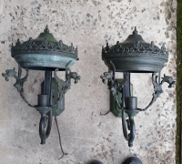 32A...PAIR BRASS DRAGON LIGHTS..18