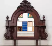 19..American Victorian walnut mirror from a sideboard C 1870. Ht: 65" Wd: 60" Dpth: 13"