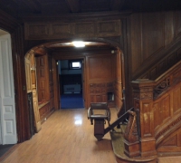 54  -The  FINEST antique carved staircase in the USA!  -  With all the matching  wall paneling and  paneled large room and doors and matching huge  11 ft  6'' h x 85'' w - matching mantle - c. 1870 - 54 ft. long - 3 story staircase can become a 2 story staircase.