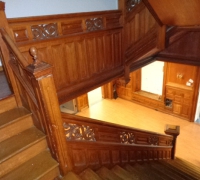 59  -The  FINEST antique carved staircase in the USA!  -  With all the matching  wall paneling and  paneled large room and doors and matching huge  11 ft  6'' h x 85''w