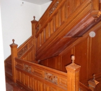 64 THIS  FINEST   CARVED  STAIRCASE IN THE   USA !!!!   3    STORY   -   54 FT  LONG IN  7   SECTIONS --   WITH  ABOUT  125  LINEAR  FOOT OF MATCHING 12 FT. HIGH WALL PANELING - 12 FT HIGH   -  AND MATCHING    11 FT 6     MANTLE WITH 12 MATCHING DOORS ( MORE PICTURES PG. 3-4-5) 