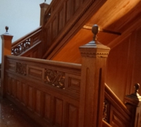 72 -The  FINEST antique carved staircase in the USA!  -  With all the matching  wall paneling and  paneled large room and doors and matching huge  11 ft  6'' h x 85'' w - matching mantle - c. 1870 - 54 ft. long - 3 story staircase can become a 2 story staircase. 