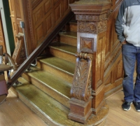 88 -The  FINEST antique carved staircase in the USA!  -  With all the matching  wall paneling and  paneled large room and doors and matching huge  11 ft  6'' h x 85'' w - matching mantle - c. 1870 - 54 ft. long - 3 story staircase can become a 2 story staircase. 