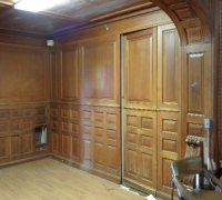 102 -The  FINEST antique carved staircase in the USA!  -  With all the matching  wall paneling and  paneled large room and doors and matching huge  11 ft  6\'\' h x 85\'\' w - matching mantle - c. 1870 - 54 ft. long - 3 story staircase can become a 2 story staircase