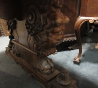 411- GREAT CARVED MAHOG. DESK - TABLE - 72'' W X 36'' D WITH 2 DRAWERS