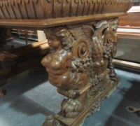 414- GREAT CARVED MAHOG. DESK - TABLE - 72'' W X 36'' D WITH 2 DRAWERS