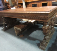 419- GREAT CARVED MAHOG. DESK - TABLE - 72'' W X 36'' D WITH 2 DRAWERS