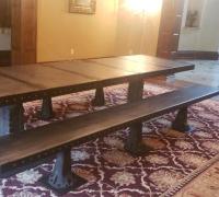 02A...GREAT  ANTIQUE  3 PC IRON AND WOOD  DINING  SET 11 FT LONG             FROM THE MOVIES  -   AIRBENDERS  # 1  AND  #  2.