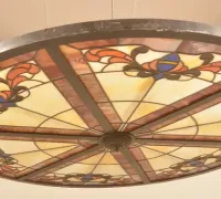 2W...Cast Iron Frame W/ 6 Pie Shaped Stained Glass Windows...60.5 D.....C.1880