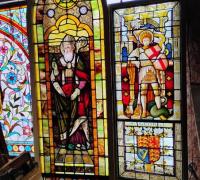 1E....SAINT-PATRICK-STAINED-GLASS-WINDOW 30.25"W X 100" TALL. C. 1880