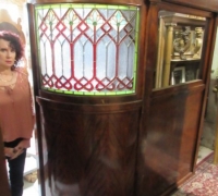 874-RARE! BRUNSWICK 16 FT LONG ANTIQUE STAINED GLASS WALL - IN 3 PCS. - C. 1880